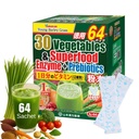 ヤマモトカンポ YAMAKAN Greens スーパーフードパウダー、消化用プレバイオティックファイバー&酵素、30ベジギー&ヤングバレーグラスジュースブレンド、女性&男性用グットヘルス、64パケット