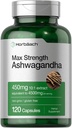 Horbäach Ashwagandha Supplement | Max Strength | 120 Capsules | Non-GMO, Gluten Free