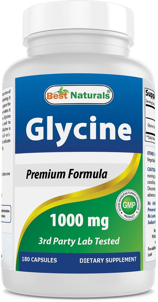 エネルギー生産のための最もよい自然なグリシンの補足1000のMg、180Count