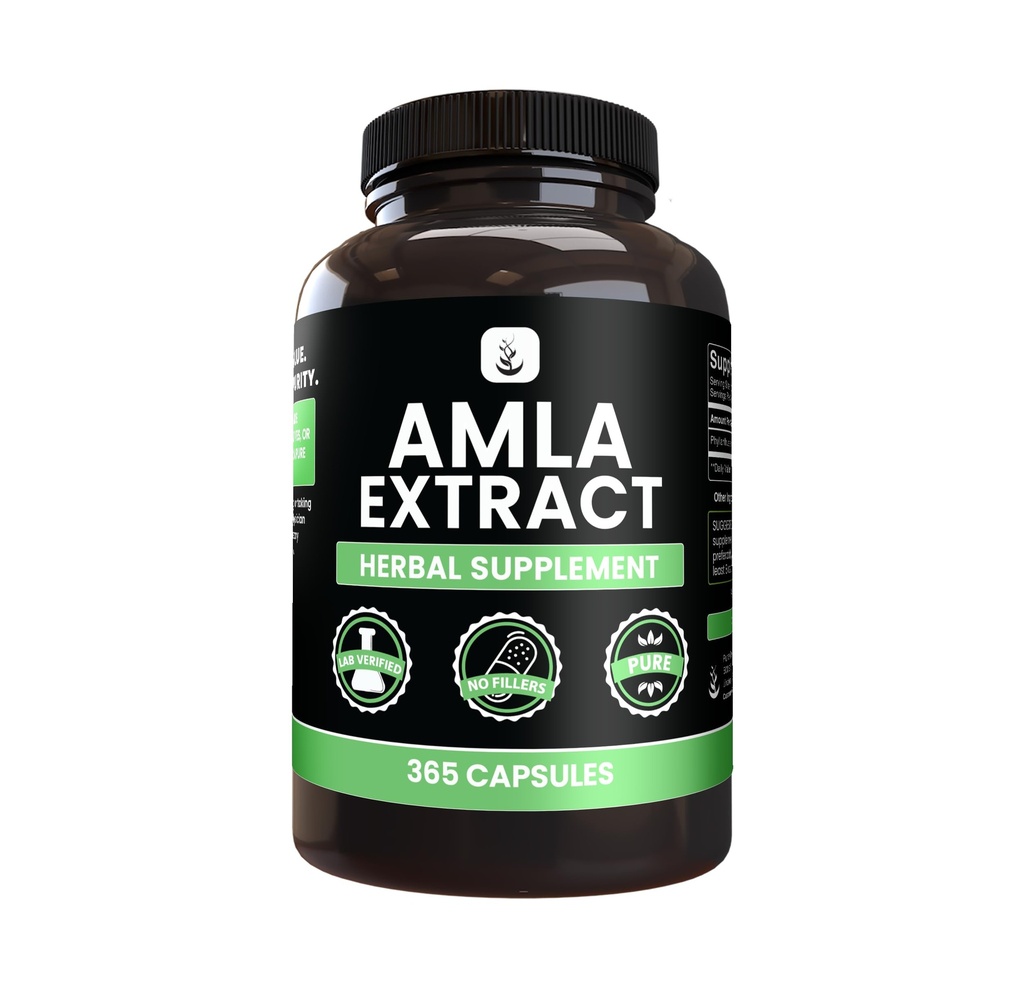 ピュアの元のINGREDIENTS Amlaのエキス(365のカプセル)マグネシウムか米の注入口無し、常に純粋、実験室は確認しました