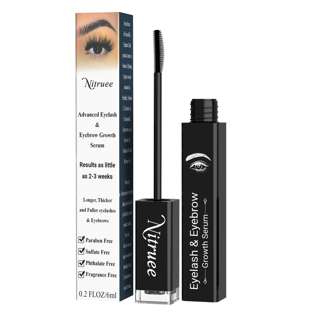 Eyelash Growth Serum - Lash Serum for Eyelash Growth - Eyelash and Eyebrow Growth Serum to Achieve Longer, Fuller Lashes and Brows- Enhance Natural Lashes with Powerful Eyelash Serum Formula