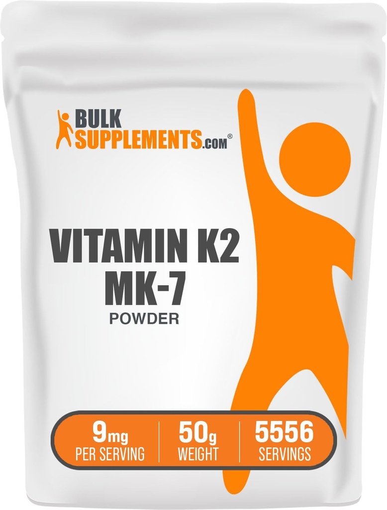 BulkSupplements.comビタミンK2パウダー - ビタミンK2 MK-7、Menaquinoneパウダー - ウェルネス用K2ビタミンサプリメント、グルテンフリー、給餌あたり9mg、50g(1.8オンス)(パッケージ1)