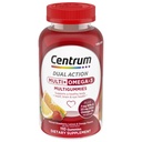Centrum MultiGummies Multi+オメガ3デュアルアクション、大人マルチビタミン、マルチビタミン/マルチミネラル/オメガ3サプリメント、いちご/レモン/オレンジ味 - 110カウント