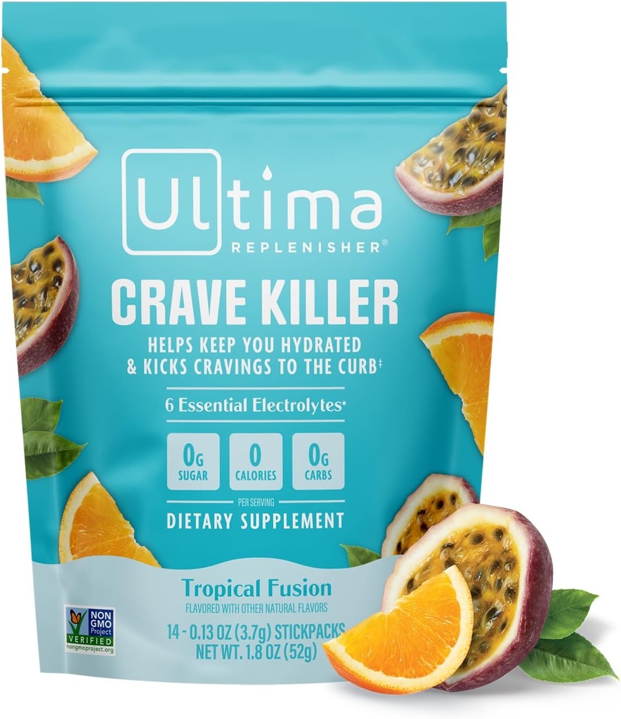 Ultima Replenisher Crave Killer サプリメントと電解質パウダー - トロピカルフュージョン、14 スティックパック - Hydration Packets その キック Cravings へ ザ· Curb