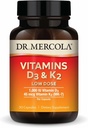 Dr. Mercola Vitamins D3 & K2 Low Dose - ビタミンDレベルを維持 - 免疫と骨の健康をサポート - MenaQ7 Chickpea Sourced K2 - 非GMO、グルテンフリー&大豆フリー - 30カプセル(30サービング)