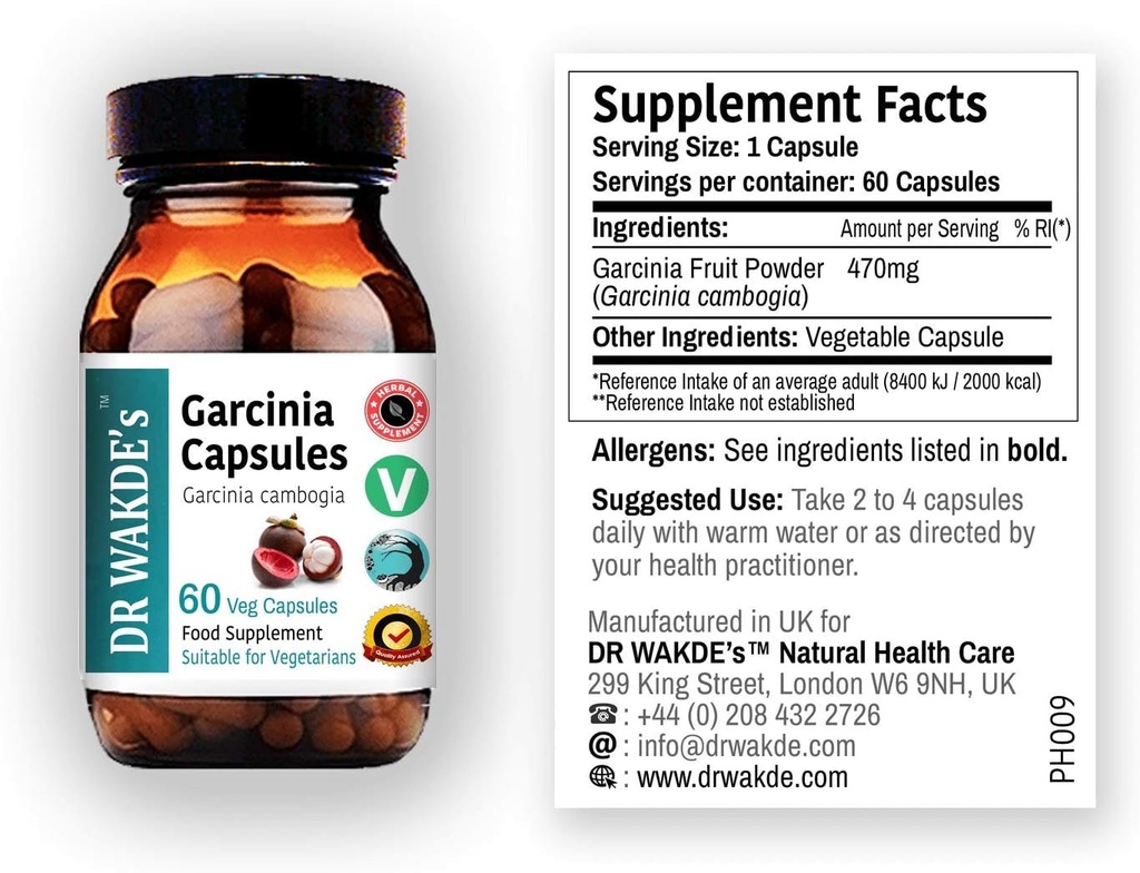 DR WAKDEのガルシニアフルーツカプセル(Garcinia cambogia、60ベジーキャップ、植物ベースのサプリメント、アーユルヴェーダハーブ、オールナチュラル、ビーガン)