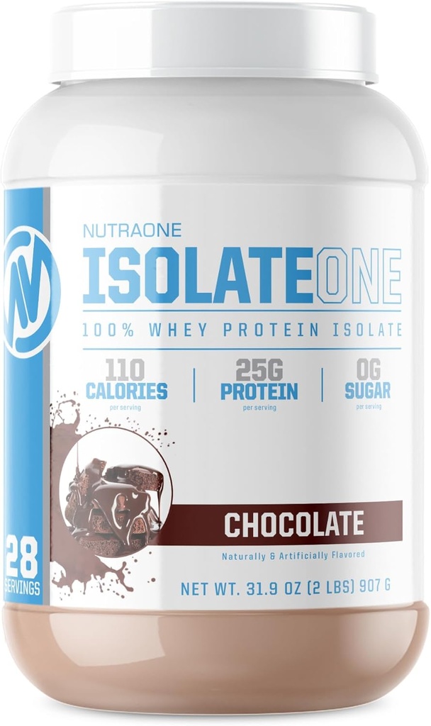 NutraOne IsolateOne Whey Isolate Protein Powder 100% Pure Whey Isolate Powder (Gourmet Chocolate - 2 lbs)