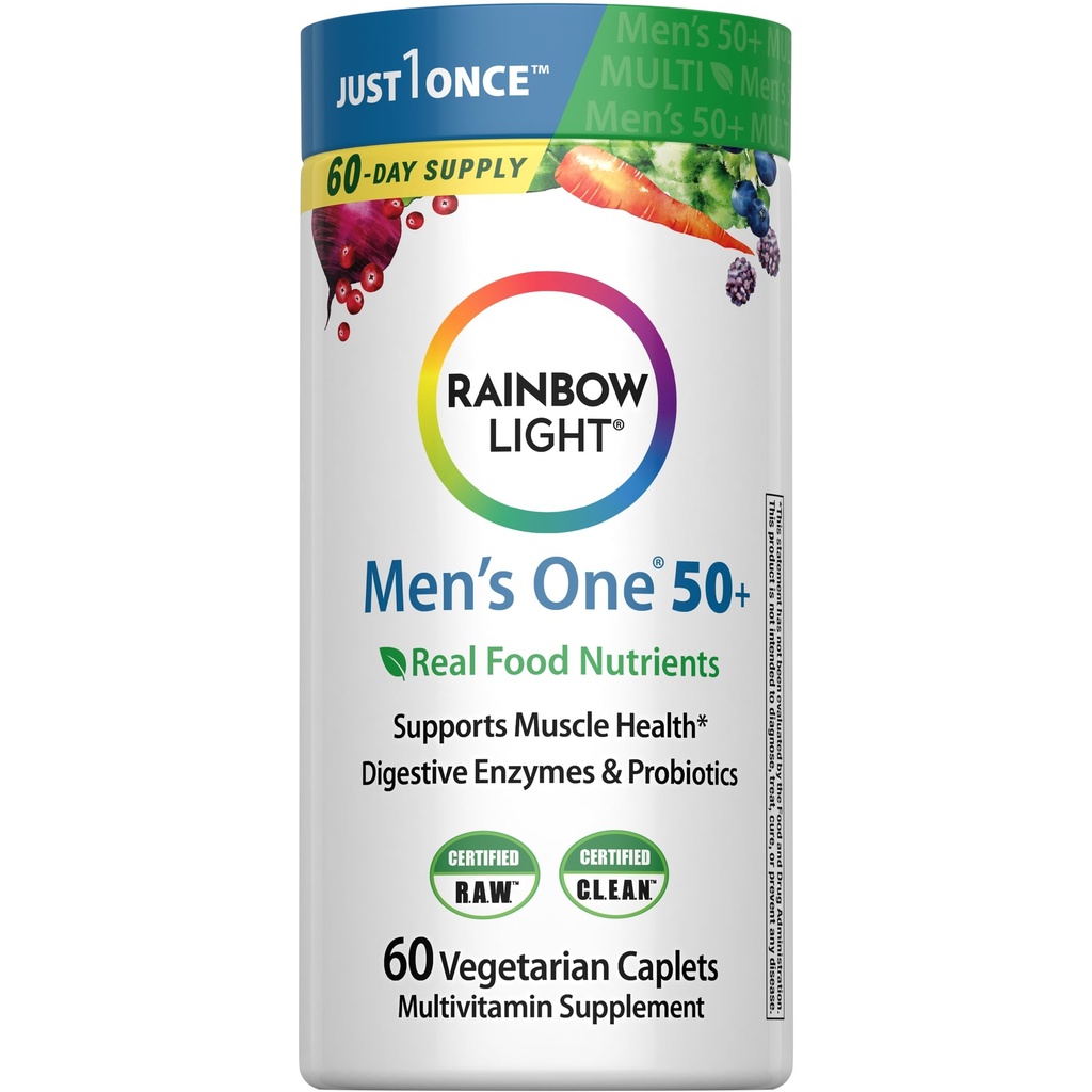 人のための虹ライトMultivitamin 50+のビタミンC、D及び亜鉛、プロバイオティクス、人の1 50+のMultivitaminは高い効力の免除サポート、非GMO、ベジタリアン、60のタブレットを提供します
