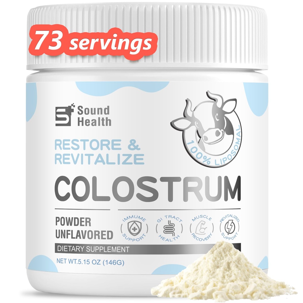 Colostrum サプリメント ヒト用パウダー - Gut 健康、毛の成長、美容、免疫サポートのための有機ホウシコサプリメント - Unflavored (73 サービング)