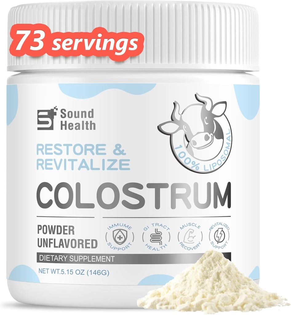 Colostrum サプリメント ヒト用パウダー - Gut 健康、毛の成長、美容、免疫サポートのための有機ホウシコサプリメント - Unflavored (73 サービング)
