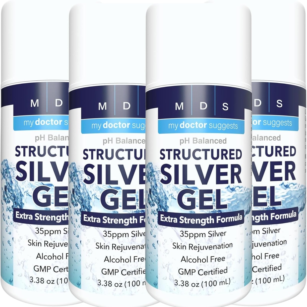 Colloidal Silver Gel Extra Strength - 35ppm Activated Colloidal Silver Gel for Maximum Potency - Made in USA - Structured Formula in a Convenient 4 Pack