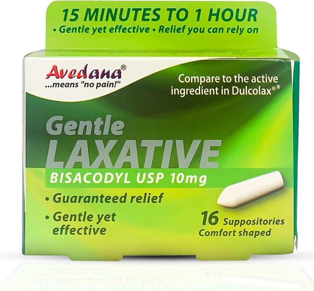 Bisacodyl Laxative Suppository | USP 10mg for Fast, Gentle 便秘救済 | コンフォートシェイプ, パック 16 坐骨