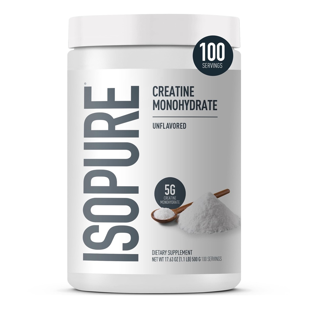 Isopure 100%の純粋なクレアチンの Monohydrate の粉、砂糖は、無味に、サービングごとの 5g のクレアチンの Monohydrate、1.1 Lbs、100 のサービング(包装の 5 月 Vary)燃え上がります