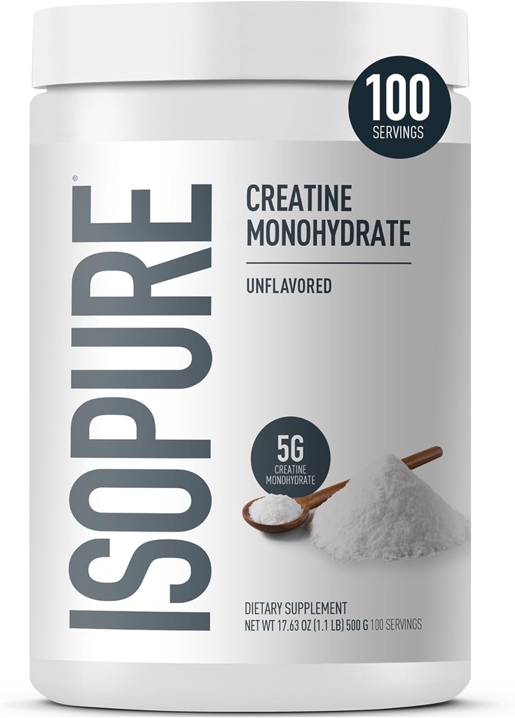 Isopure 100%の純粋なクレアチンの Monohydrate の粉、砂糖は、無味に、サービングごとの 5g のクレアチンの Monohydrate、1.1 Lbs、100 のサービング(包装の 5 月 Vary)燃え上がります