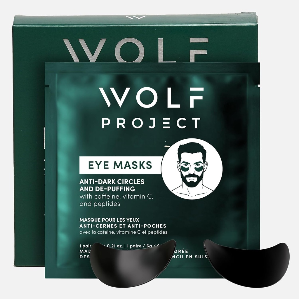 ダークサークル、パフィーアイ、しわのためのアイパッチ(5組)の下Wolfプロジェクト - カフェイン、ビタミンC、ペプチドで。 目のマスクの下は目袋の下で疲れた目および