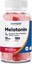 Nutricost Melatonin 10mg、180グミー、イチゴ風味 - グルテンフリー、非GMO、トウモロコシシロップなし
