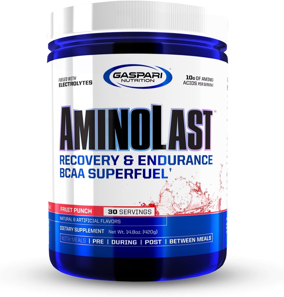 Gaspari Nutrition: AminoLast, Muscle Recovery and Endurance BCAA Fuel, Enhances Recovery & Replenishes Electrolytes, 30 Servings (Fruit Punch)