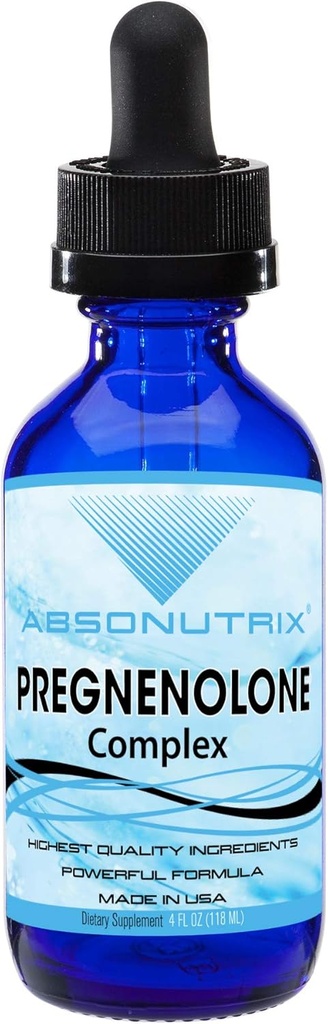 Absonutrix Pregnenoloneの補足100mgの4つのOzの液体、米国でなされる200のサービング、速い吸収、質の強力な原料、第三者テストされる非GMOのGMPは、無水ケイ酸、無水プロダクトを証明しました