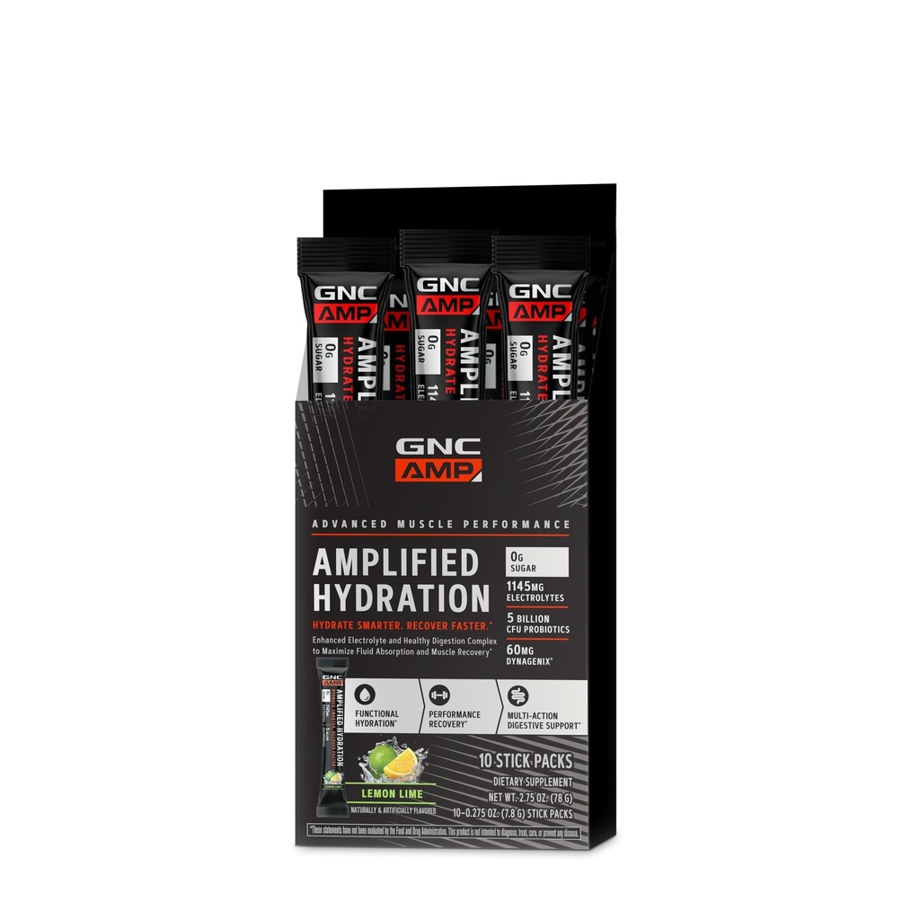 GNC AMP 増水電解液パウダードリンクミックス | 電解液・健康消化コンプレックス | レモンライム | 10 カウント
