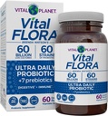 ヴィタルプラネット - Vital Flora Ultra Daily Probiotics 60 Billion CFU、Diverse Strains、有機プレバイオティクス、免疫サポート、Bloating Edward、女性と男性のための消化の健康プロバイオティクス 60 カプセル