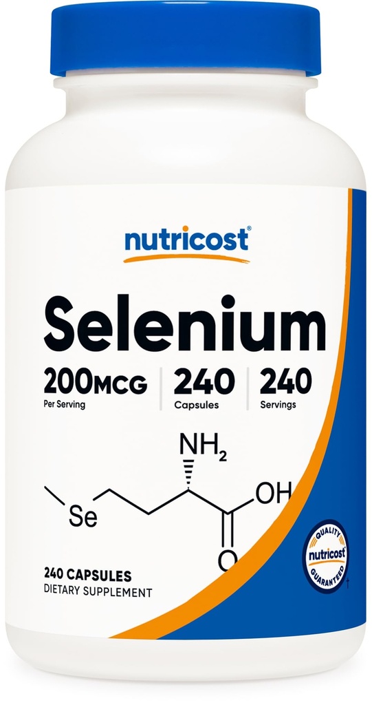 Nutricostセレン200mcg、240 ベジタリアンカプセル、非GMO、グルテンフリーL-Selenomethionine