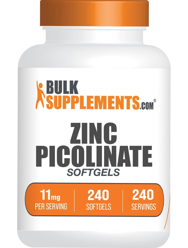 BulkSupplements.com亜鉛ピコリン酸塩Softgels - 亜鉛11mg、免疫サポート、グルテンフリーのための - サービングあたり1Softgel、240カウント(パッケージ1)
