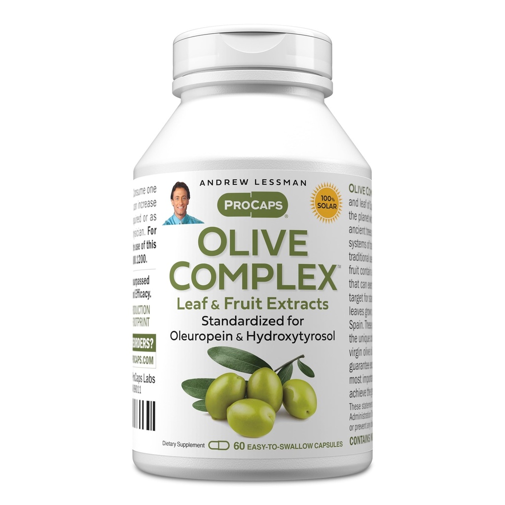 ANDREW LESSMAN Olive Complex - 60カプセル - 葉と果実エキス。 OleuropeinおよびHydroxytyrosolが心臓血管および免疫の健康を支えるために標準化しました。 カプセルを飲みやすい小型