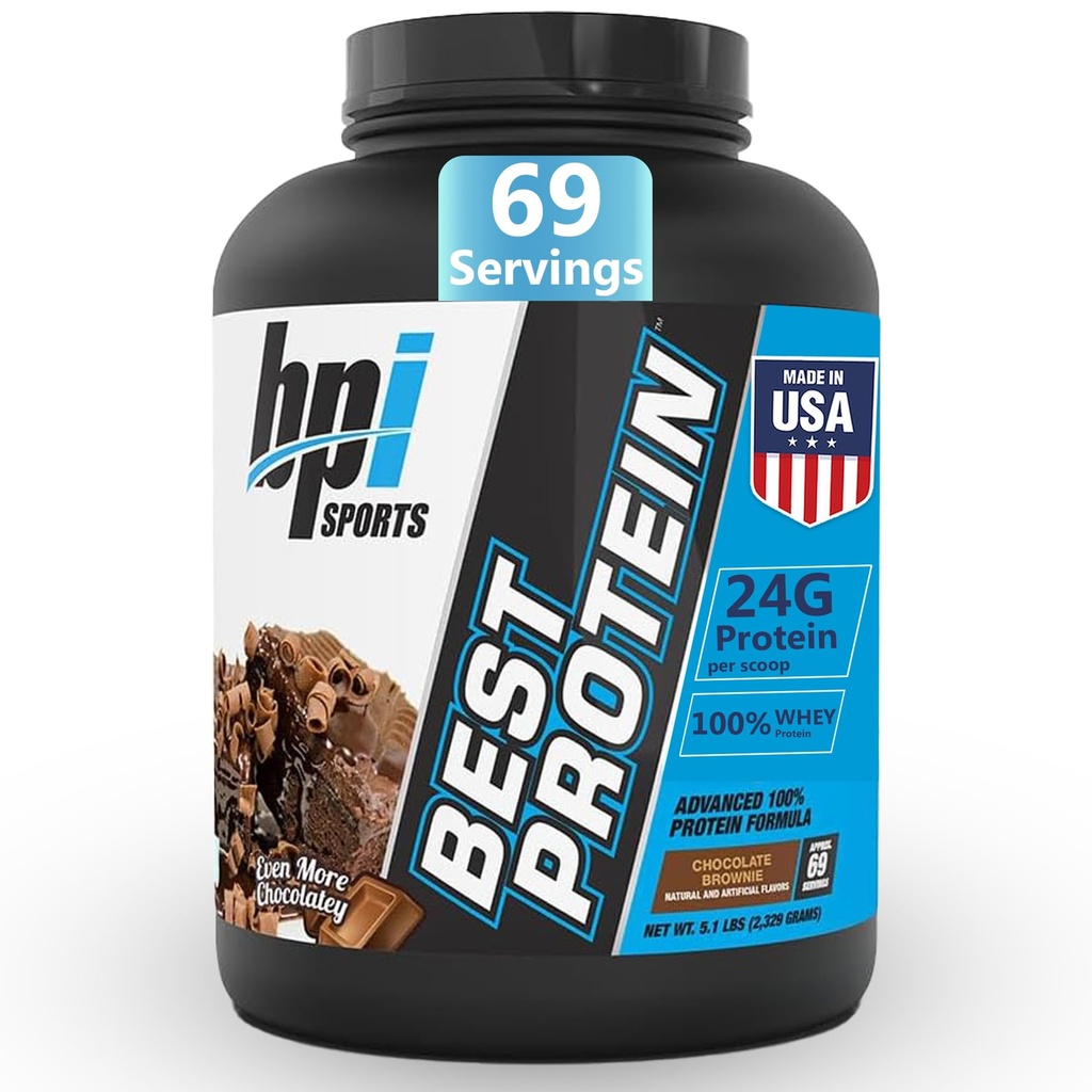 BPIスポーツベストプロテイン - 100%ウィープロテインパウダー - 筋肉の成長、回復、食事の交換 - フィラーなし、グルテンフリー - 男性と女性のための最高のプロテインパウダー  チョコレートブラウン - 5.1 ポンド