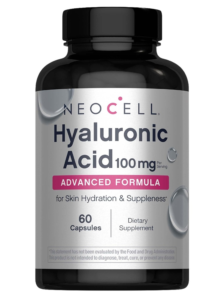 NeoCell の Hyaluronic 酸のカプセル、精油剤、サポート ティッシュの水和、グルテンフリー、60 の計算、1 のびん