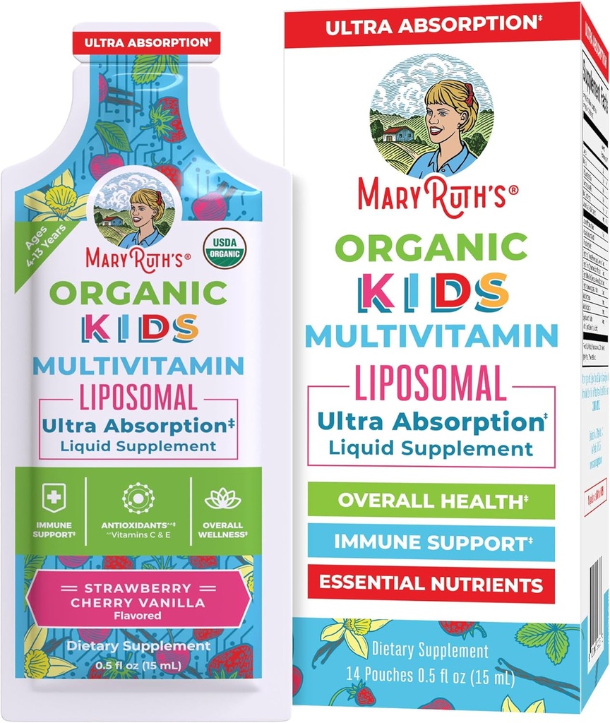 お子様向けMaryRuth Organic Multivitamin | シュガーフリー | 液体ビタミン | 免疫サポートサプリメント | 認知健康・総合ウェルネス | USDA オーガニック | ヴィーガン | GMO | 14 サービング