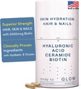 GLOWアンチエイジングサプリメント - Hyabest® Hyaluronic酸、Phytoceramide、5000 mcgビオチン、ビタミンA、C、E、亜鉛 - 女性&男性のためのヘアスキンネイルビタミン - しわ&肌の水分補給 - 60カプセル