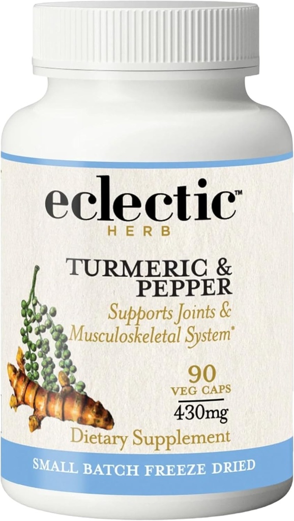 Eclectic Institute 生鮮凍結乾燥非GMOターメリックとペッパー | 90 CT (430 mg)
