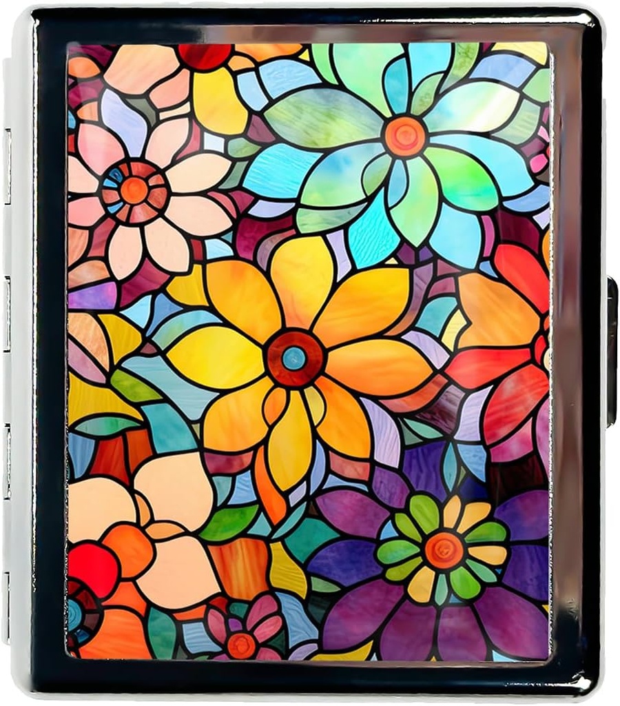 旅行の丸薬のオルガナイザーの財布のための小さい丸薬の箱 必須のための 7 日 ミラーの携帯用丸薬箱 ポケットまたは財布の丸薬 旅行ギフト(ステンド ガラス花)