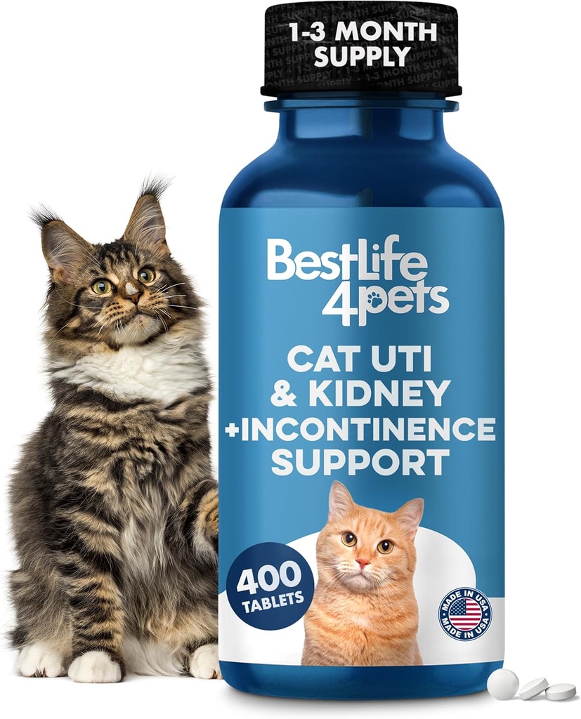 猫のための猫 UTI 治療 & 猫のための腎臓のサポート, 自然尿路感染症と猫膀胱結晶の治療は、腎臓の石を洗い流すのに役立ちます, 感染症をクリア, & 腎臓の健康を改善, 400 小さな病気