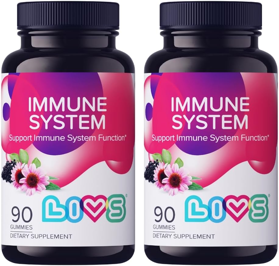 LIVS免疫システム大人のためのエルダーベリーグミー  ビタミンC、Echinacea、&プロポリスと高度な免疫サポートサプリメント  ビーガン&グルテンフリーグミイラビタミン  200mgエルダーベリー/ドーズ - 180Ct