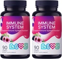 LIVS免疫システム大人のためのエルダーベリーグミー  ビタミンC、Echinacea、&プロポリスと高度な免疫サポートサプリメント  ビーガン&グルテンフリーグミイラビタミン  200mgエルダーベリー/ドーズ - 180Ct