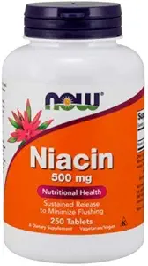 Niacin, 500 mg, Tr 250 Tabs by Now Foods (Pack of 3)