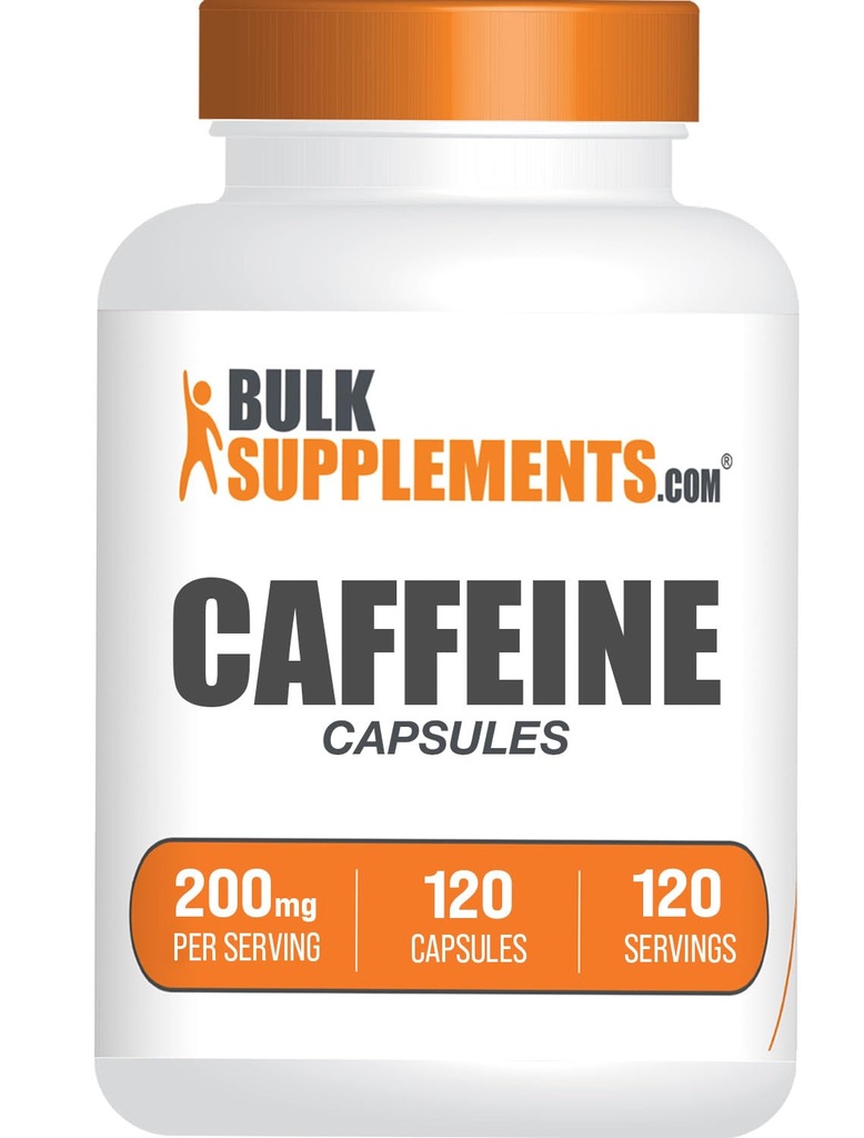 BulkSupplements.comカフェイン200mgカプセル - カフェインサプリメント、カフェインピル200mg - エネルギーサポート、1杯あたりのカフェインカプセル、120カプセル(1パック)
