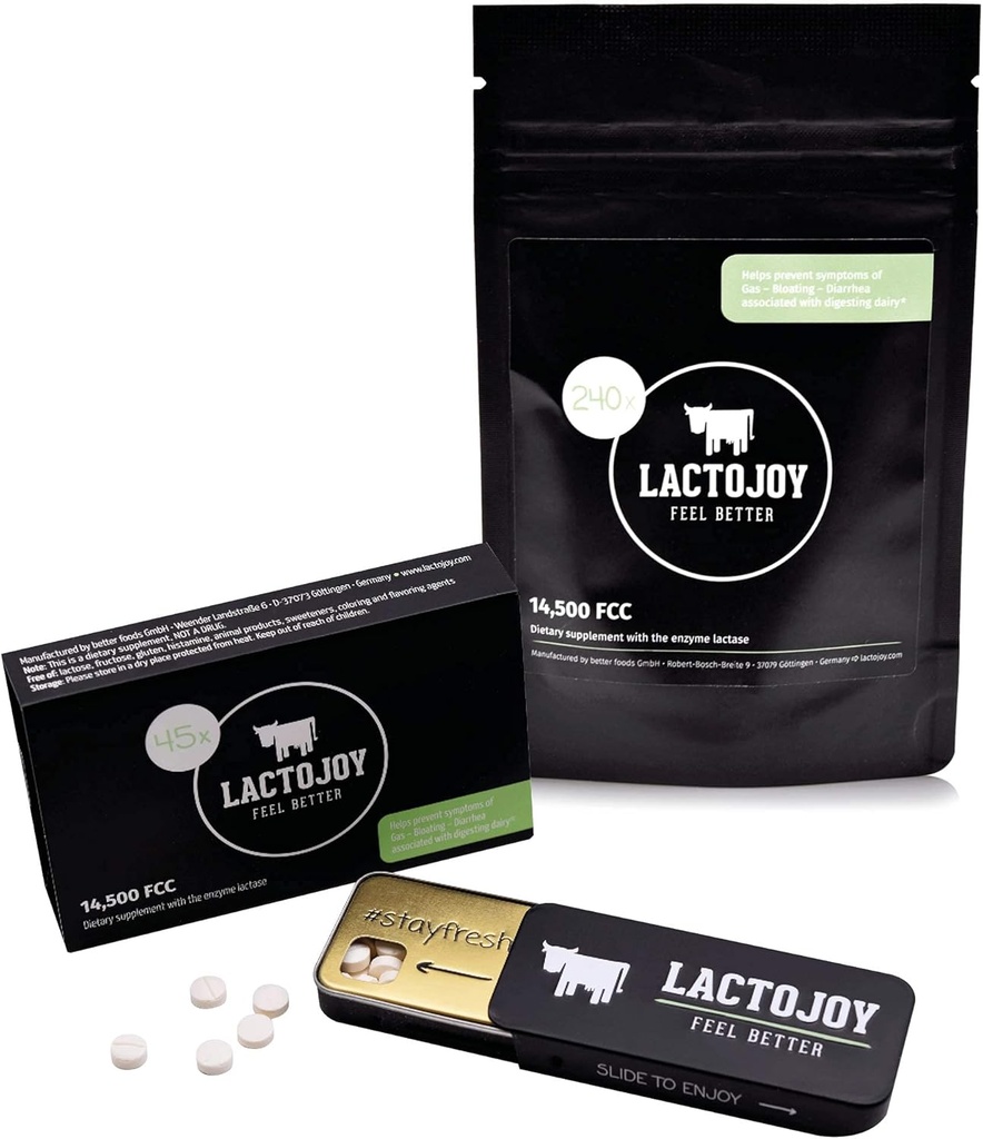 LactoJoy Lactase Pillsは45 PCの束を束ねます。そして詰め替えのパックIの改良された消化器のための強力なLactaseの酵素Iの超純粋なLactaseは二酸化ケイ素、人工的な味をしません