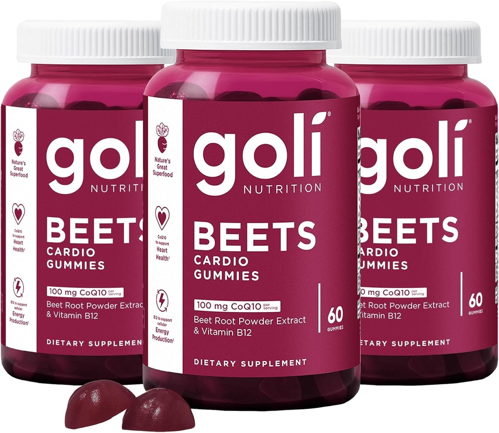 Goli栄養補助食品、ビートCardio Gummy、180カウント(60の3パック)、100mg CoQ10&ビートルートエキス - グルテンフリー、ビーガン、非GMO、およびゼラチンフリー。 Nature's Great Superfoods
