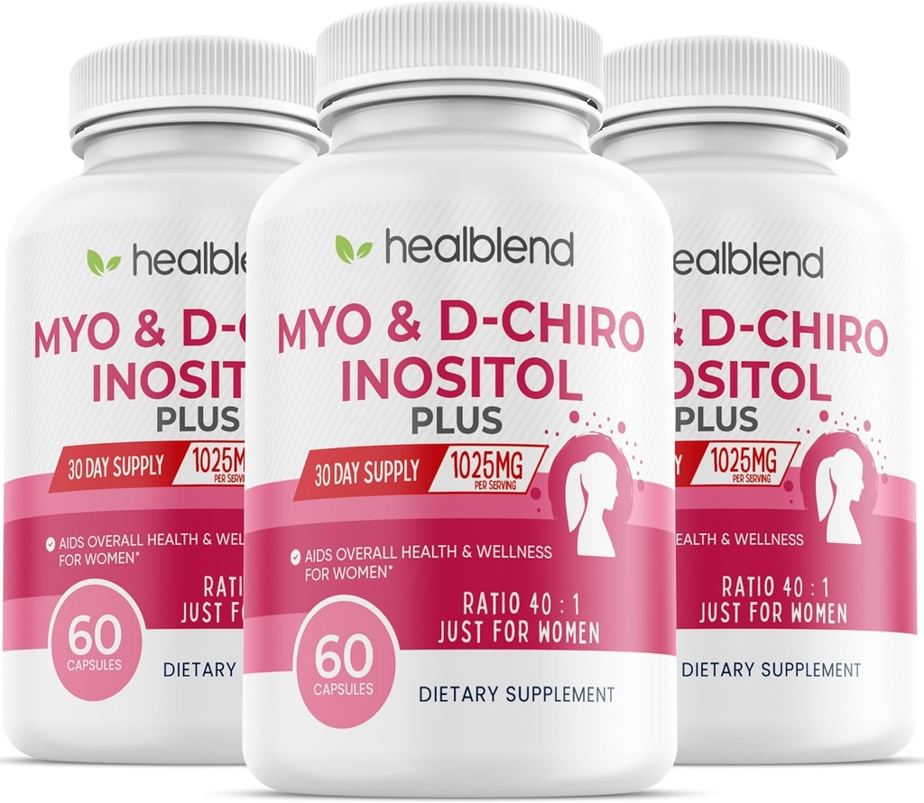 Myo&D-Chiro Inositol Plusサプリメントブレンド、ホルモンバランス、健康な排卵と女性の全体的なウェルネスサポート、豊饒と妊娠の健康(3パック)