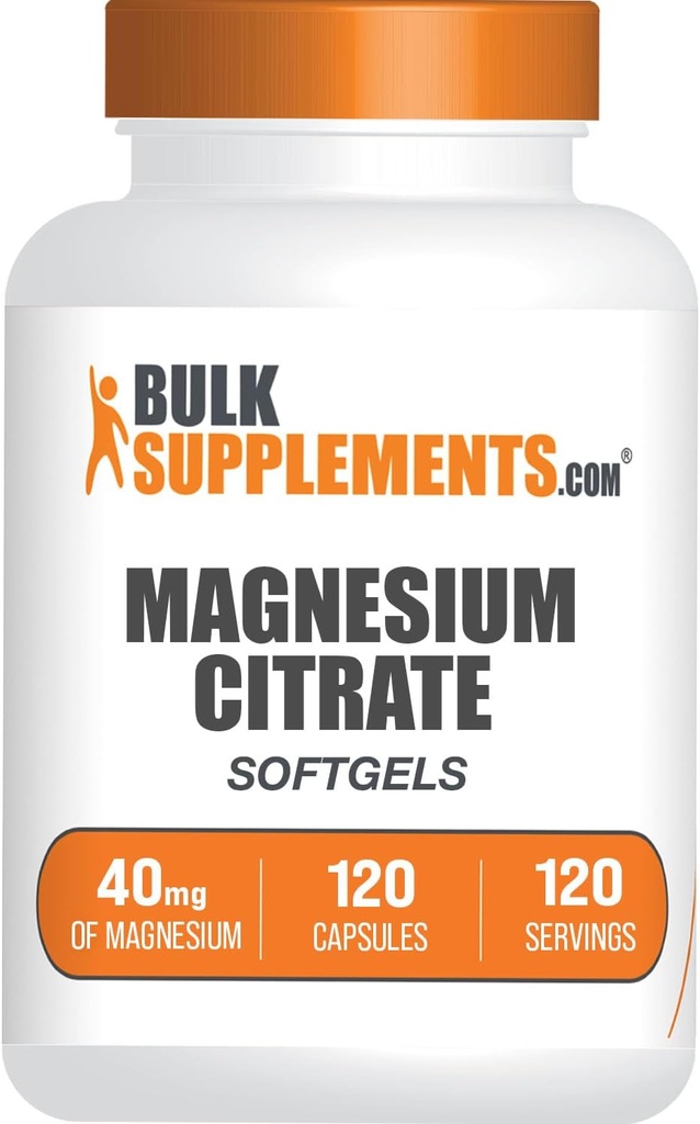BulkSupplements.com マグネシウムのクエン酸塩のSoftgels - マグネシウムの補足、マグネシウムのクエン酸塩の補足 - グルテンフリーのGluten 1のサービングごとのSoftgel(マグネシウムの40mg)、120の計算(パッケージ1)