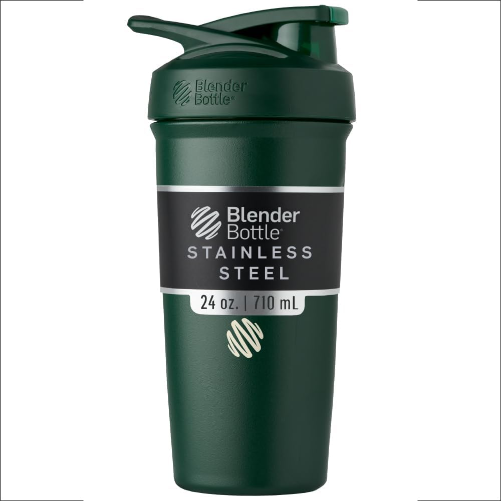 BlenderBottleのスポーツはワイヤー ウィスク、24-Ounce、森林が付いているステンレス鋼のシェーカーのびんを-運動選手のための蛋白質の揺れ及び水和を、容易な混合しましたり、飲み物を風邪、ロックできるふた保ちます