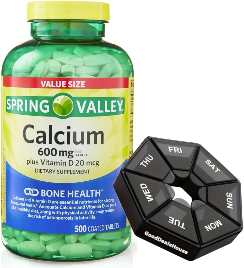 春 - バレーカルシウム600mg +ビタミンD 20 mcg - 週刊ピルオーガナイザーGoodDealsHouse - 骨の健康補助食品タブレット