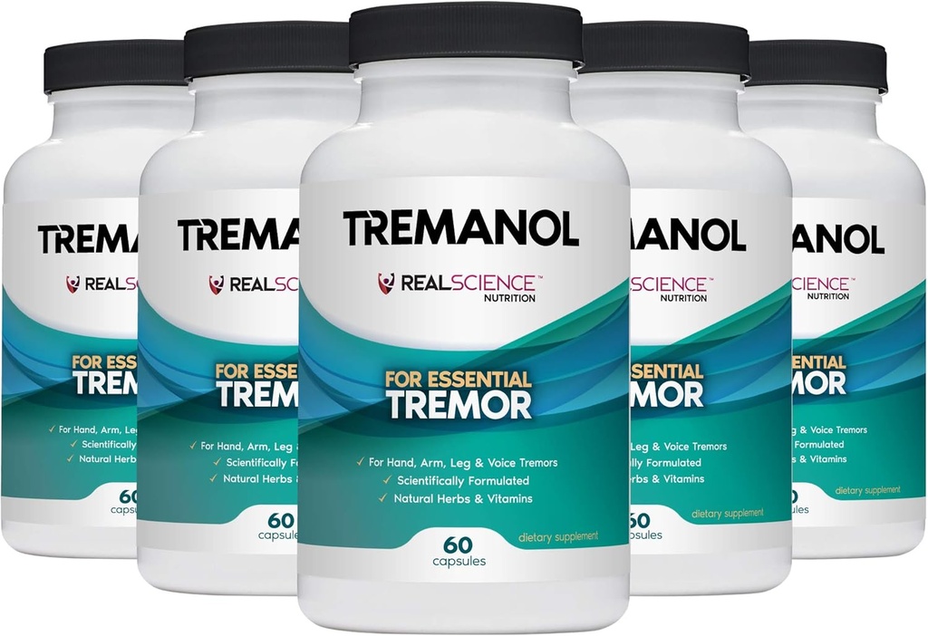 Tremanol – 5のパック - エッセンシャル・トレマーのための自然な援助 - シャーキー・ハンド、腕、足、および声の振戦のための救済を提供