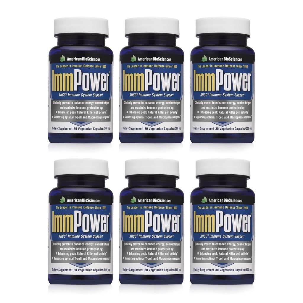 アメリカバイオサイエンス ImmPower AHCC の補足 6-Pack、高められた免疫サポート、自然なキラー細胞活動および Cytokine 生産、30 のベジタリアンのカプセル、カプセルごとの 500 ミリグラム