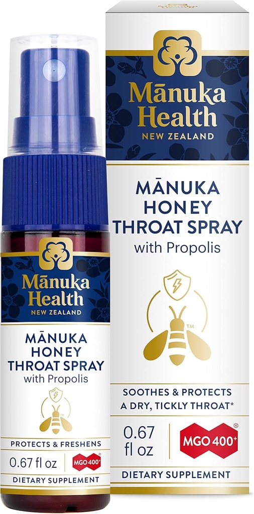 MANUKA HEALTH、プロポリス .67 fl oz のマヌカの蜂蜜の喉のスプレー、保護及びフレッシュ、MGO 400+、BIO30 ニュージーランドのプロポリス