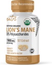 Nature's Fusions Nutri Organic Lions Mane Supplement Capsules - 1900 mg、10:1 Dual Extraction、120カウント - キノコエキス(Fruiting Body) - サードパーティテスト