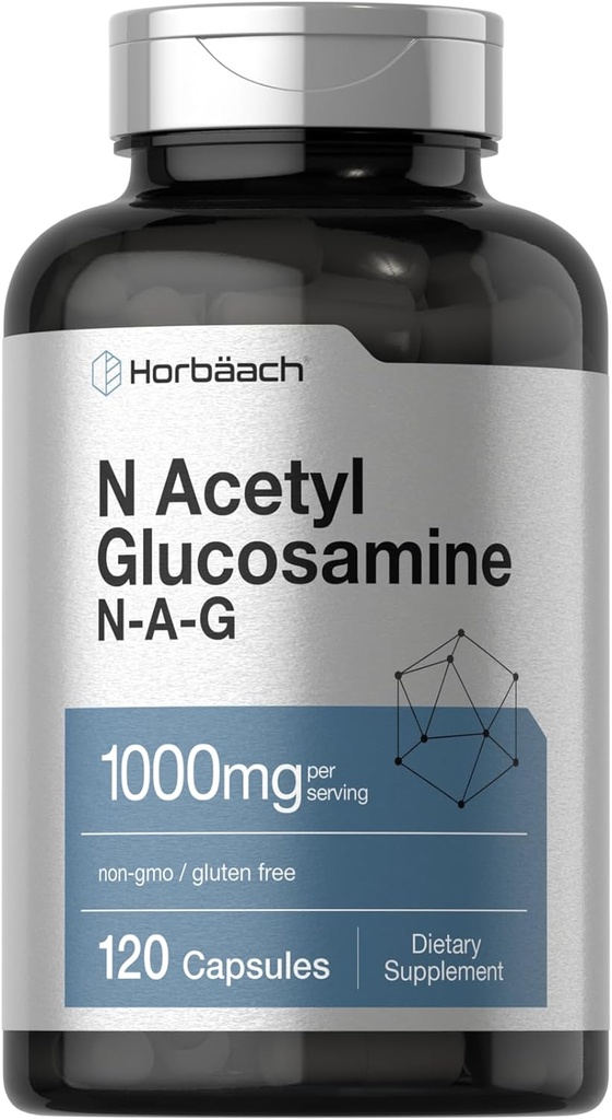ホルバハ N-アセチルグルコサミン 1000mg | 120カプセル | N-A-Gサプリメントピル | 非GMO&グルテンフリー
