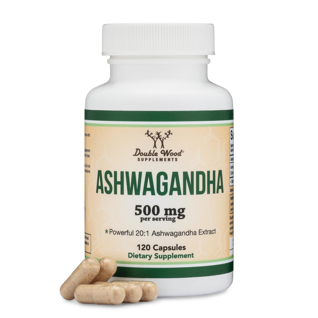 Ashwagandhaのカプセル、120の計算(500mgのエキス20:1の効力)二重木による適応物質の圧力救助